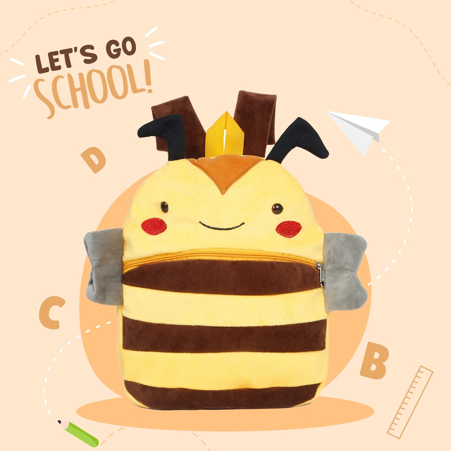 LITTLE GINNIE Soft Kids Bee Bag for School - NK - BEE - BAG