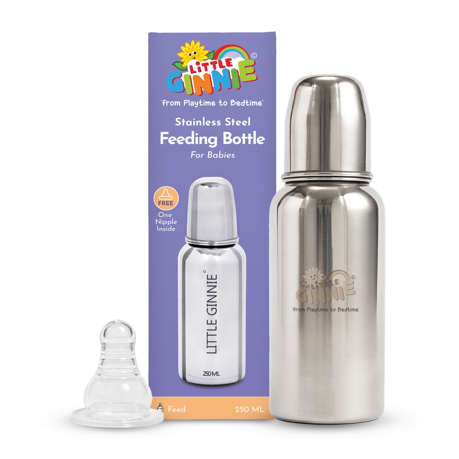 Little Ginnie Stainless Steel Feeding Bottle - LG - FED - BOTTLE - 250