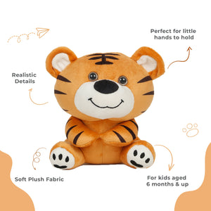 LITTLE GINNIE Tiger Soft Toy for Kids - Brown - Plush Toy for Newborn Baby - Age 6 Months + - NK - TIGER - ST