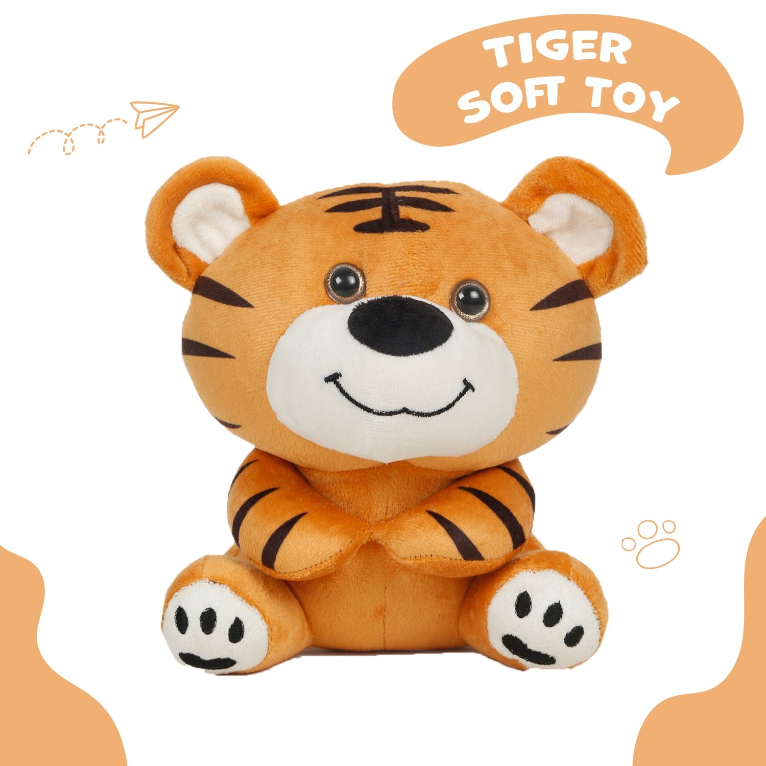 LITTLE GINNIE Tiger Soft Toy for Kids - Brown - Plush Toy for Newborn Baby - Age 6 Months + - NK - TIGER - ST