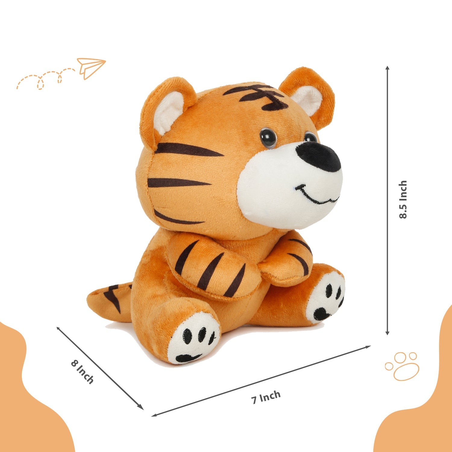 LITTLE GINNIE Tiger Soft Toy for Kids - Brown - Plush Toy for Newborn Baby - Age 6 Months + - NK - TIGER - ST