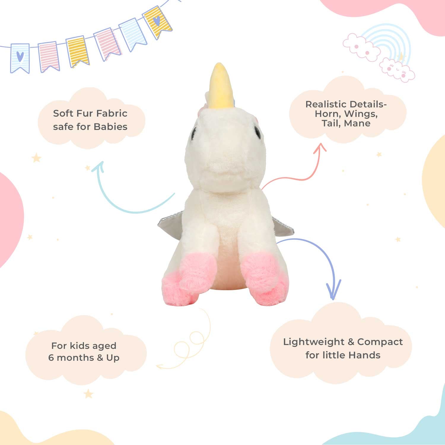 Little Ginnie Unicorn - Pink Soft Toy - LG - MK - FLY - UNICORN - PNK