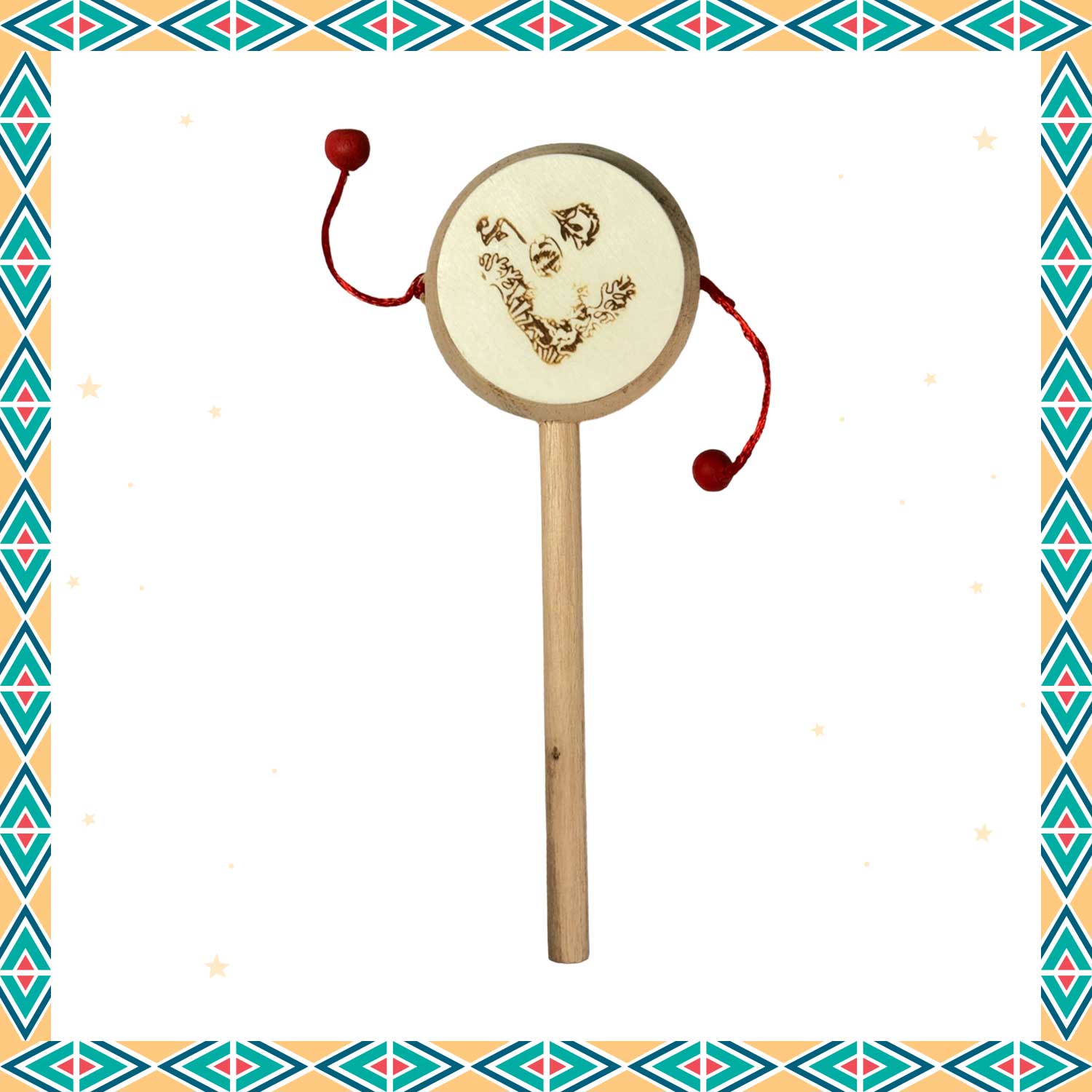 Little Ginnie Wooden Daphli Rattle - Handcrafted Toys for New Born Baby | Return & Birthday Gift - LG - CP - RTTLE - 01