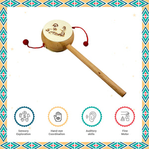 Little Ginnie Wooden Daphli Rattle - Handcrafted Toys for New Born Baby | Return & Birthday Gift - LG - CP - RTTLE - 01