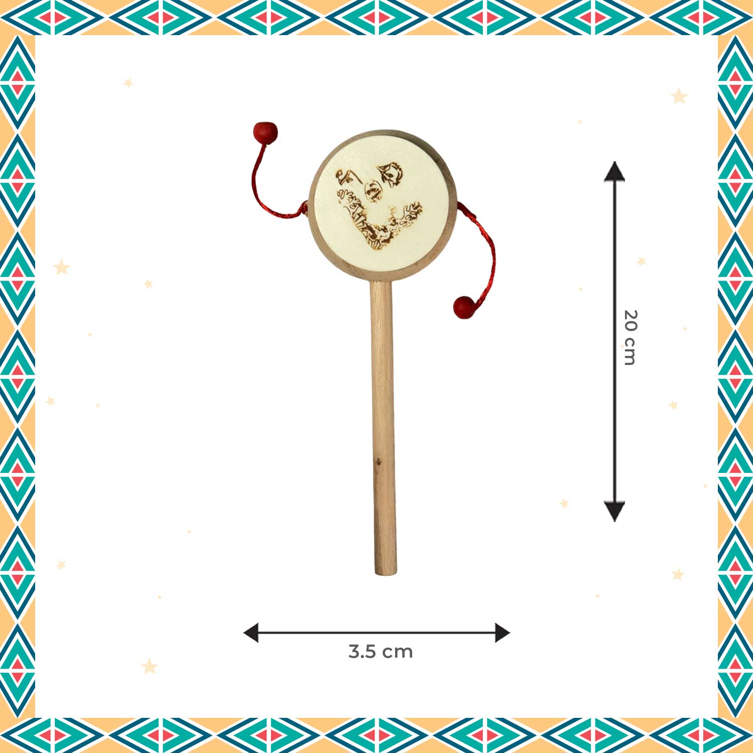 Little Ginnie Wooden Daphli Rattle - Handcrafted Toys for New Born Baby | Return & Birthday Gift - LG - CP - RTTLE - 01