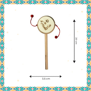 Little Ginnie Wooden Daphli Rattle - Handcrafted Toys for New Born Baby | Return & Birthday Gift - LG - CP - RTTLE - 01