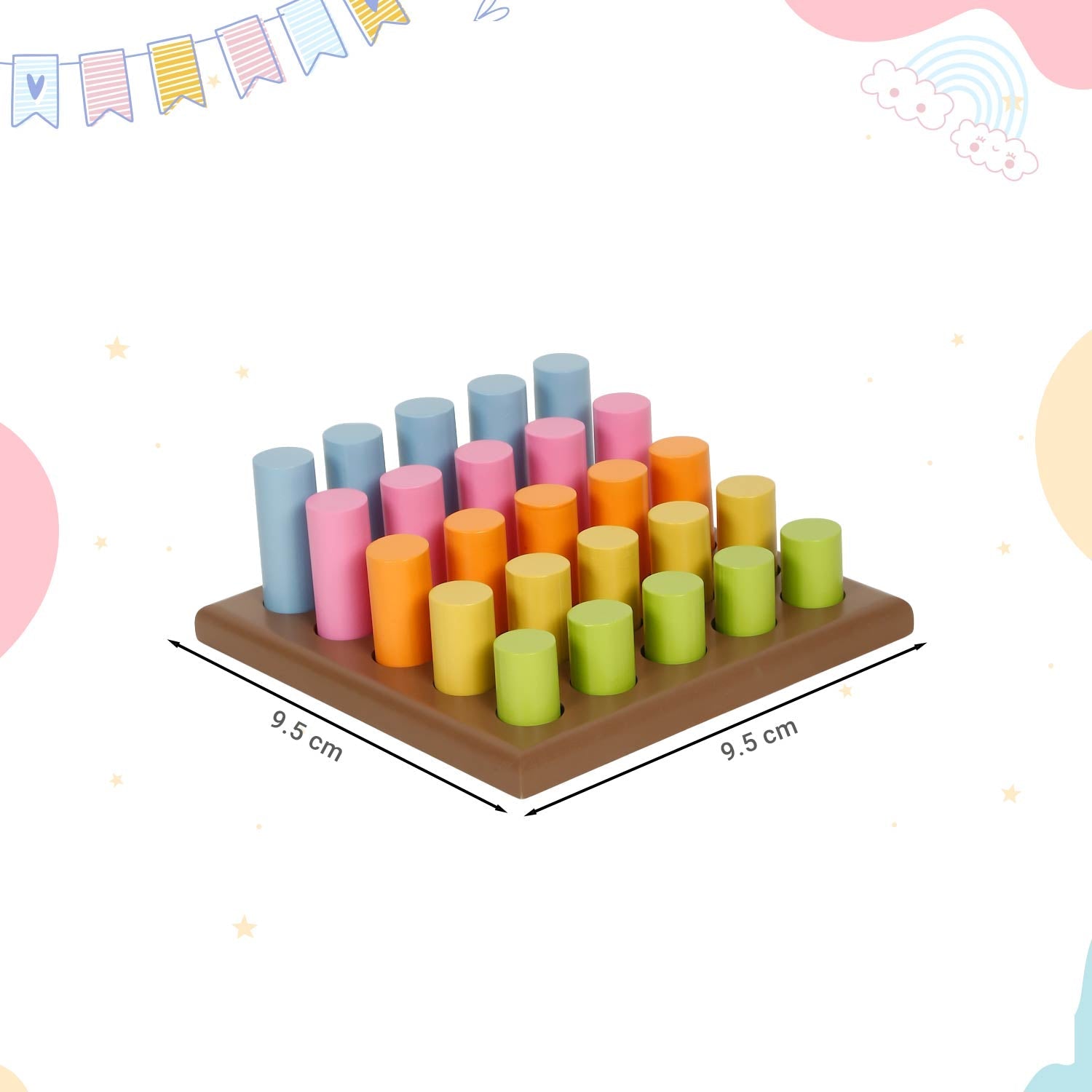 LITTLE GINNIE Wooden Grading Cylinders Montessori Learning Toy for Kids 3+ Years | Size & Color Recognition | Educational Toy for Early Numeracy - LG - PBX - GRADNG - CYL