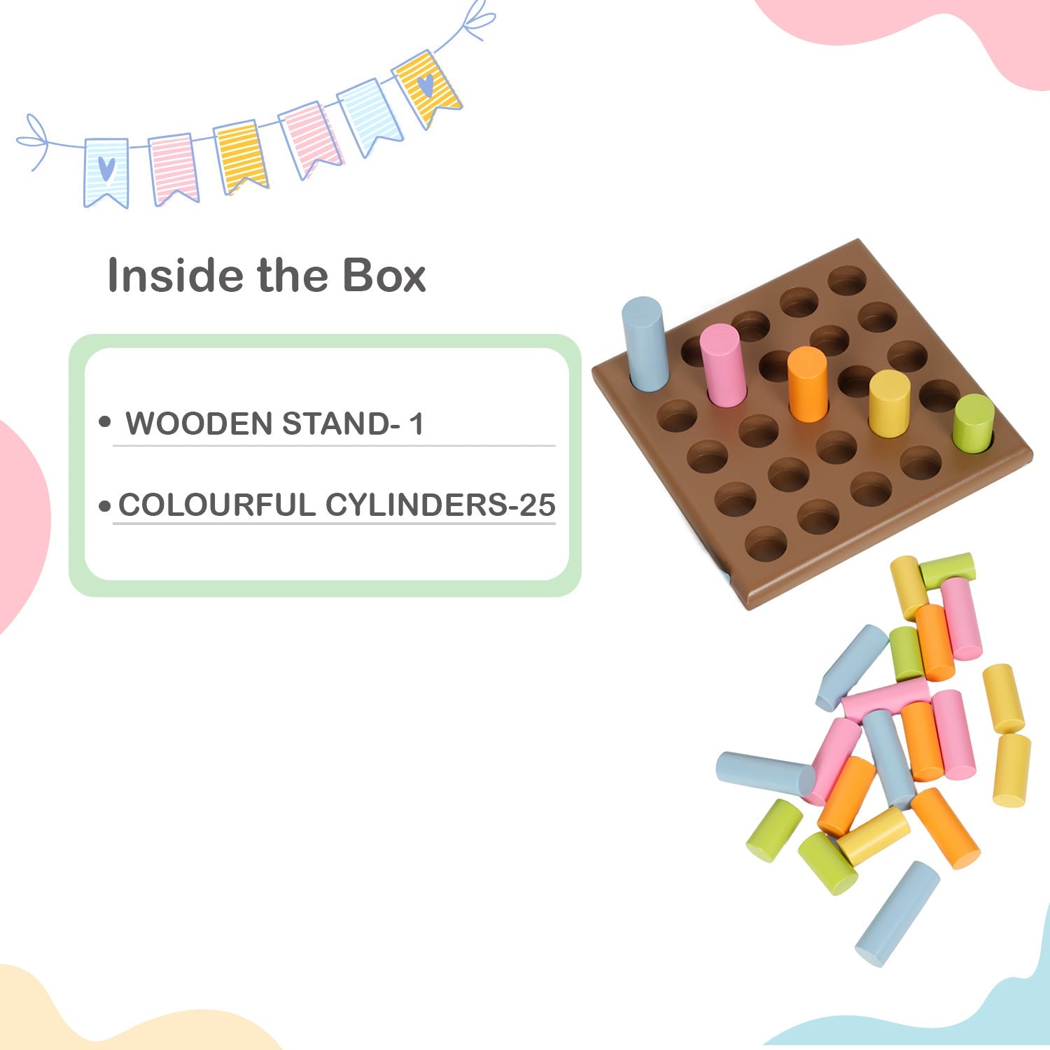 LITTLE GINNIE Wooden Grading Cylinders Montessori Learning Toy for Kids 3+ Years | Size & Color Recognition | Educational Toy for Early Numeracy - LG - PBX - GRADNG - CYL