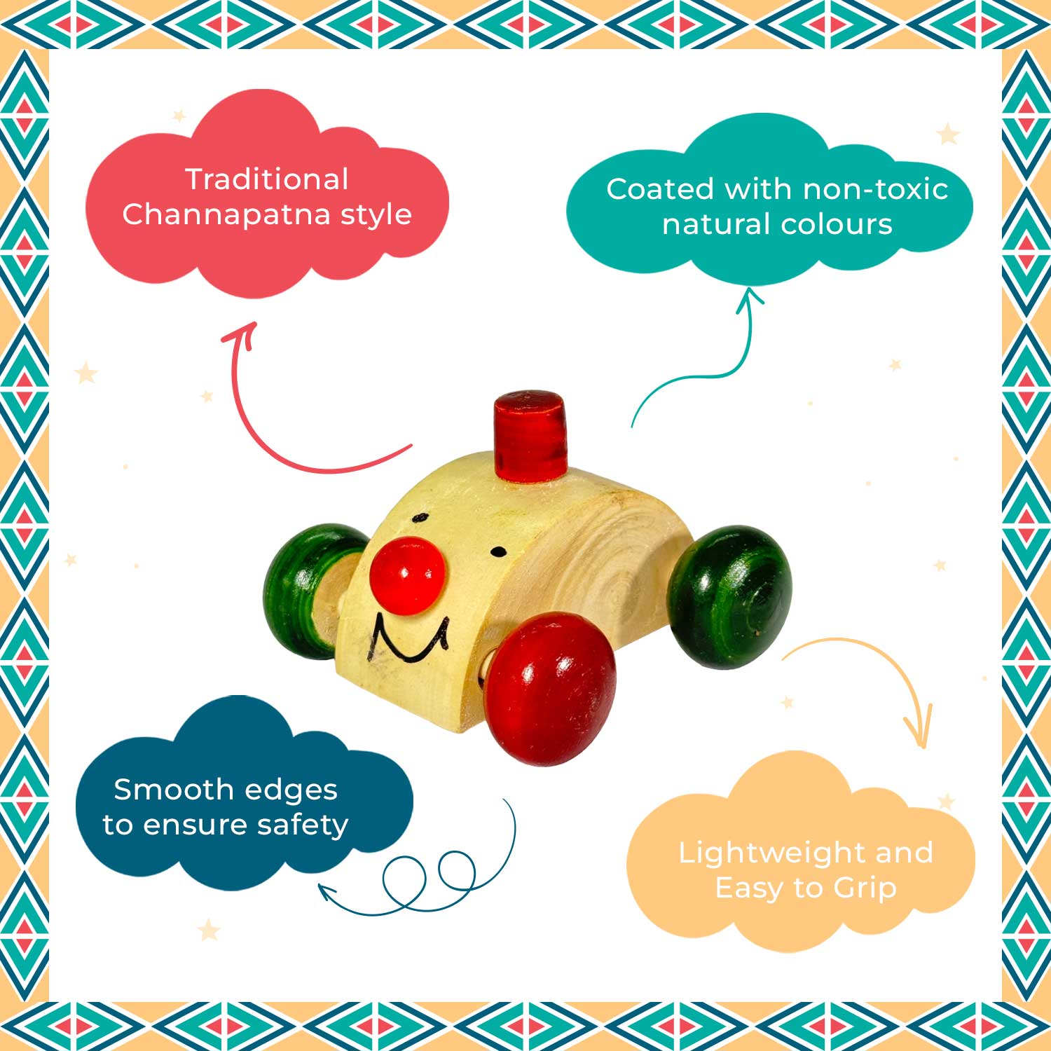 Little Ginnie Wooden Nano Car Toys for Kids - Set of 2 | Return & Birthday Gift for Kids Ages 1 Years+ - LG - CP - NANO - 01