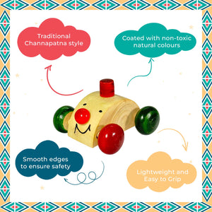 Little Ginnie Wooden Nano Car Toys for Kids - Set of 2 | Return & Birthday Gift for Kids Ages 1 Years+ - LG - CP - NANO - 01