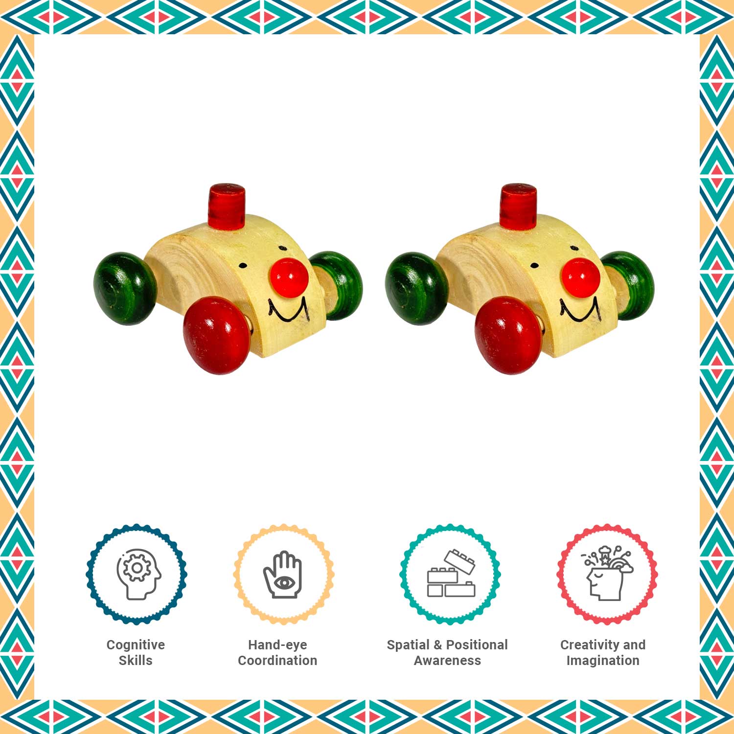 Little Ginnie Wooden Nano Car Toys for Kids - Set of 2 | Return & Birthday Gift for Kids Ages 1 Years+ - LG - CP - NANO - 01