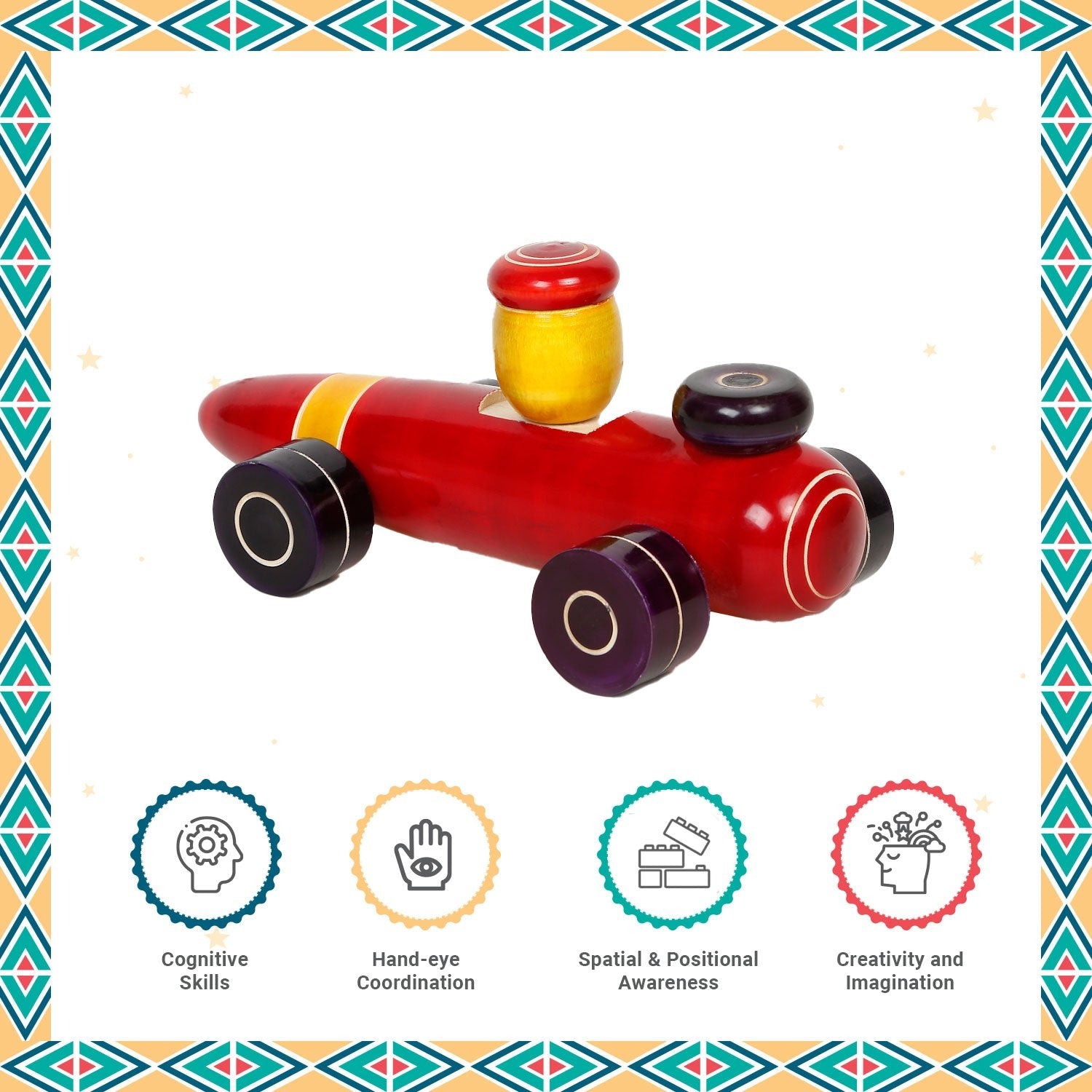Little Ginnie Wooden Racing Car - Handcrafted Toy Car for Kids | Return & Birthday Gift - LG - CP - RCAR - 01