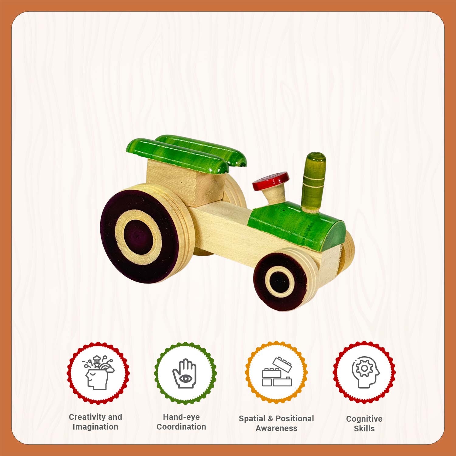 Little Ginnie Wooden Tractor Toy | Pull Push Car Toy for Kids | Wooden Toys for Kids - LG - CP - TRCT - 01