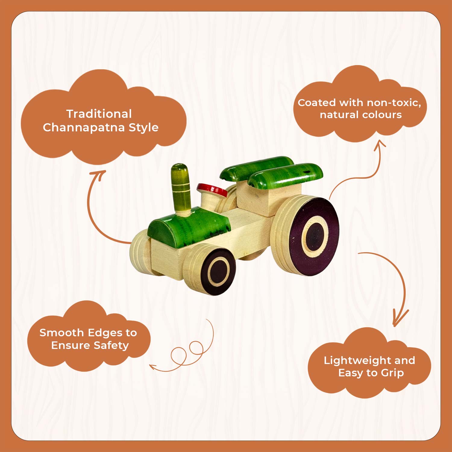 Little Ginnie Wooden Tractor Toy | Pull Push Car Toy for Kids | Wooden Toys for Kids - LG - CP - TRCT - 01