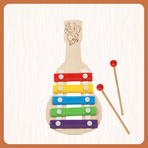 Little Ginnie Wooden Xylophone Musical Toys for Kids, 5 Nodes 2 Mallets - Multicolor - LG - CP - XYLO