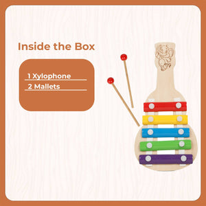 Little Ginnie Wooden Xylophone Musical Toys for Kids, 5 Nodes 2 Mallets - Multicolor - LG - CP - XYLO