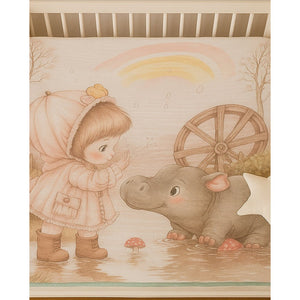 Little Girl & Rhino print Super Soft Breathable pure Muslin cotton Blanket for Infants - Bedding