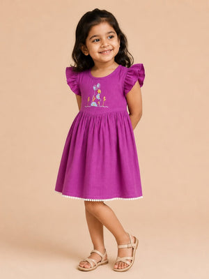 Little Lavender Girls Embroidered Dress - Lavender Kids Casual Wear