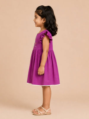 Little Lavender Girls Embroidered Dress - Lavender Kids Casual Wear