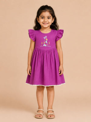 Little Lavender Girls Embroidered Dress - Lavender Kids Casual Wear