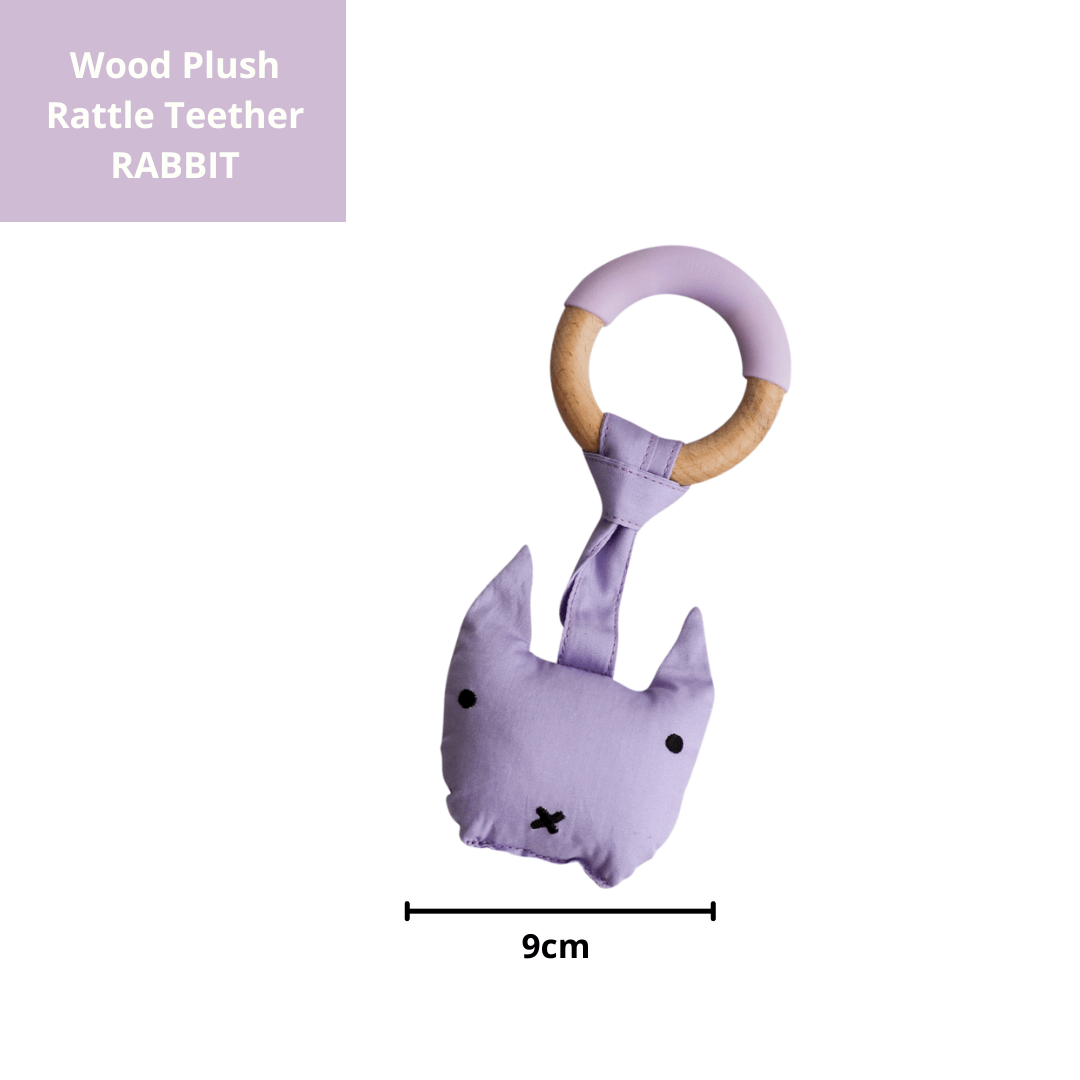 Little Rawr Wood Plush Rattle Teether Toy - Kitty(Purple) - LPKLA