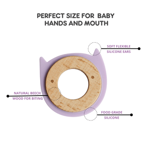 Little Rawr Wood + Silicone Disc Teether - Kitty(Purple) - ADKLA