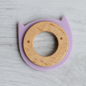 Little Rawr Wood + Silicone Disc Teether - Kitty(Purple) - ADKLA