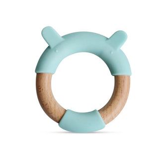 Little Rawr Wood + Silicone Teether Ring- Bear(Blue) - WRBIC