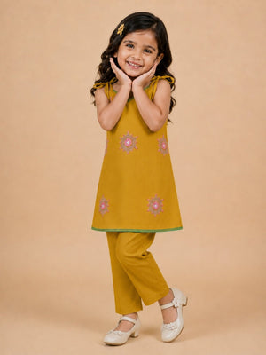 Little Sunshine Girls Embroidered Salwar Suit Set - 1-2 Years Girls Ethnic Set