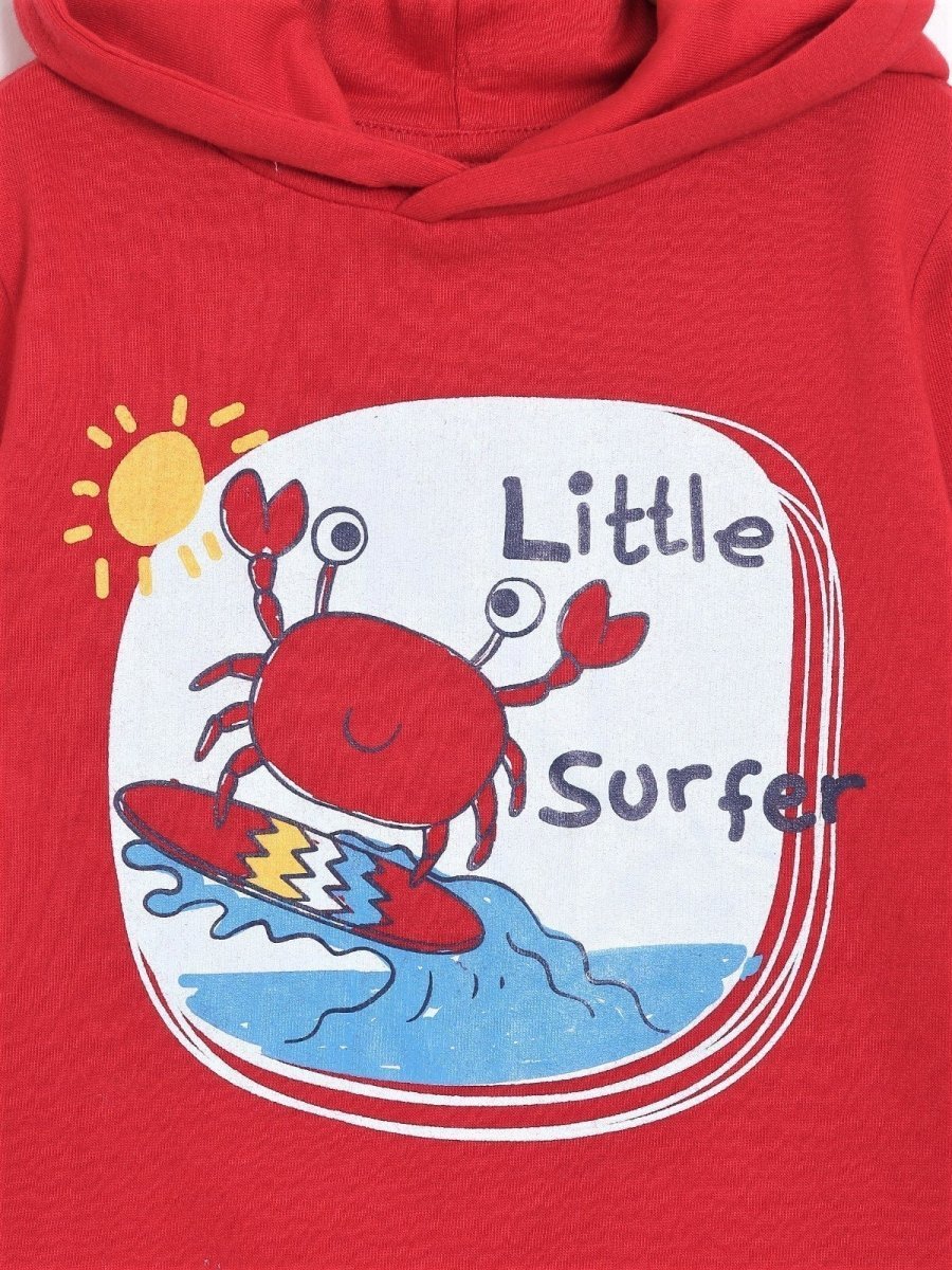 Little Surfer Hooded Sweatshirt and Grey Sweatpants Combo - SWSP-LSGY-0-6