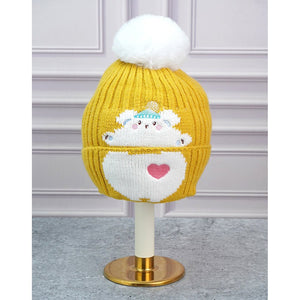 Little Surpise Box , 2pcs Occur White Bear themed Beanie Winter Cap with matching Neck Cuff style Muffler for Kids, 4 - 10 Years - 4 - 10 Years Winter Wear