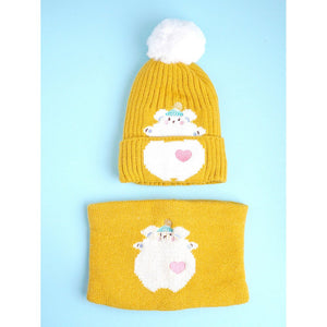 Little Surpise Box , 2pcs Occur White Bear themed Beanie Winter Cap with matching Neck Cuff style Muffler for Kids, 4 - 10 Years - 4 - 10 Years Winter Wear