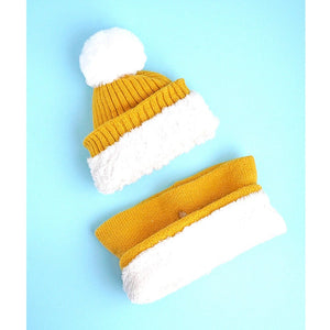 Little Surpise Box , 2pcs Occur White Bear themed Beanie Winter Cap with matching Neck Cuff style Muffler for Kids, 4 - 10 Years - 4 - 10 Years Winter Wear