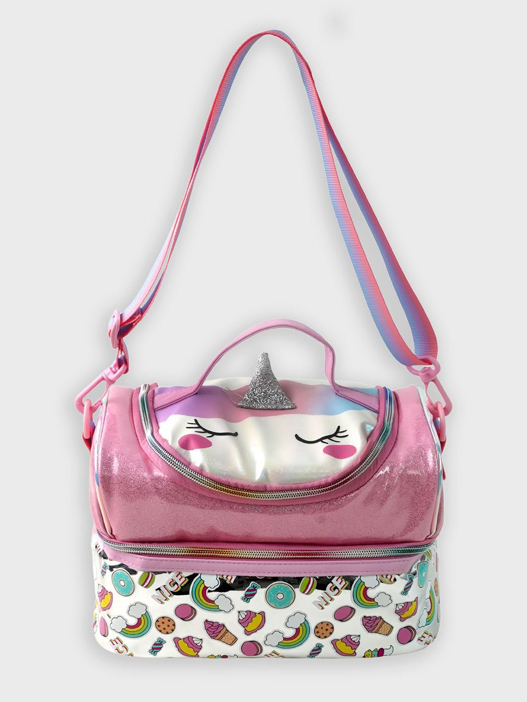 Little Surpise Box, Double Compartment Insulated Lunch Bag For Kids - LSB - LBAG - UNICRN - PNK