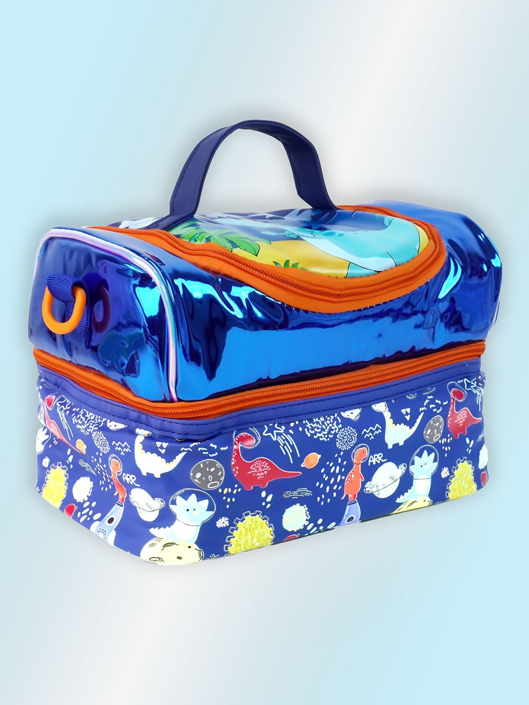 Little Surpise Box, Double Compartment Insulated Lunch Bag For Kids - LSB - LBAG - DINO - BLU