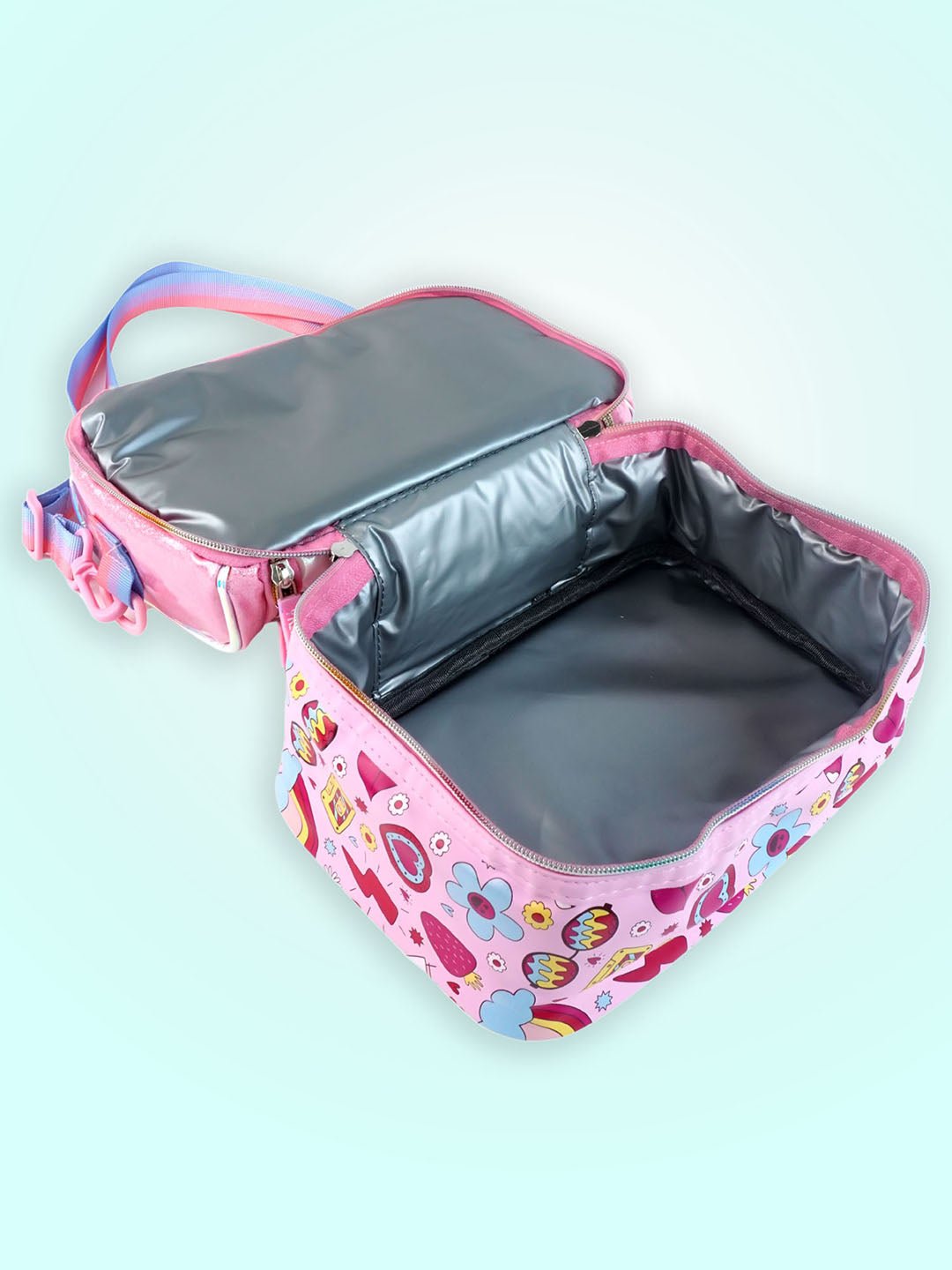 Little Surpise Box, Double Compartment Insulated Lunch Bag For Kids - LSB - LBAG - CAT - PNK
