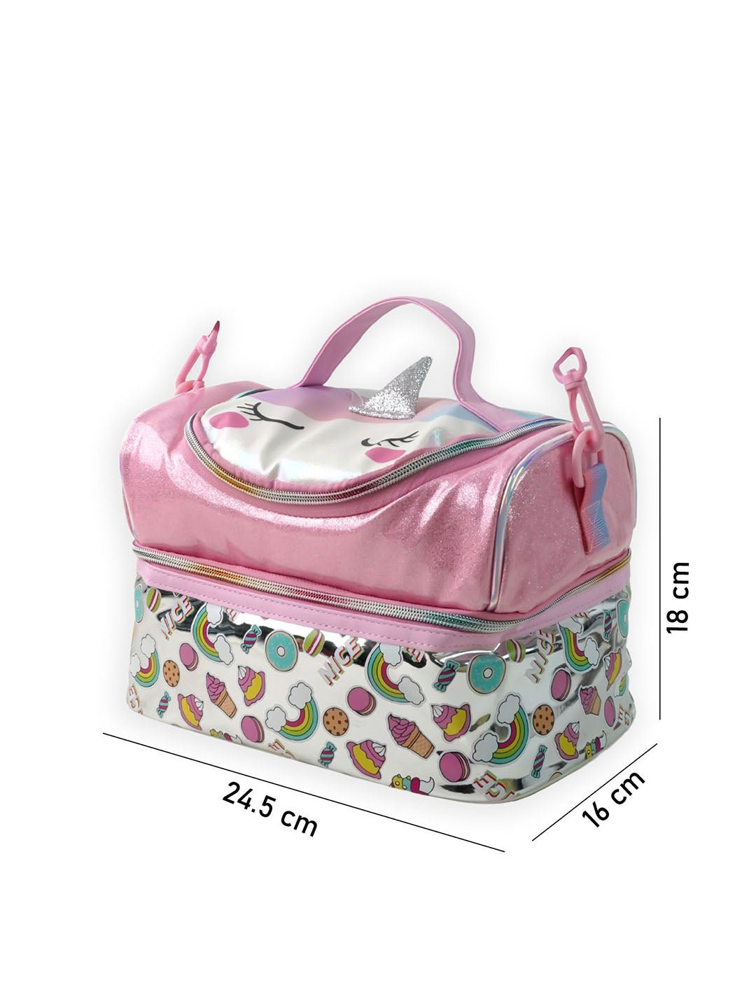 Little Surpise Box, Double Compartment Insulated Lunch Bag For Kids - LSB - LBAG - UNICRN - PNK
