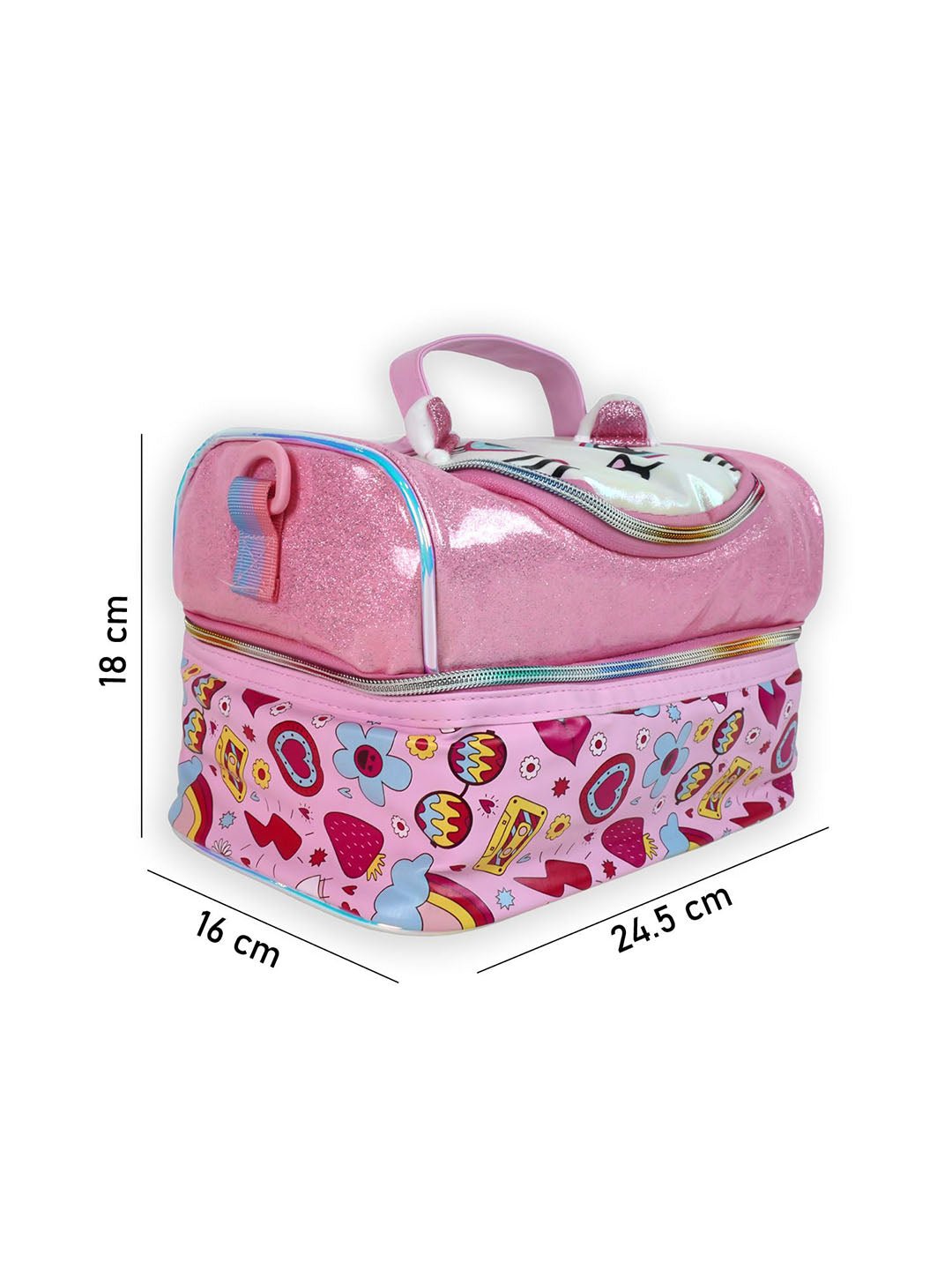 Little Surpise Box, Double Compartment Insulated Lunch Bag For Kids - LSB - LBAG - CAT - PNK