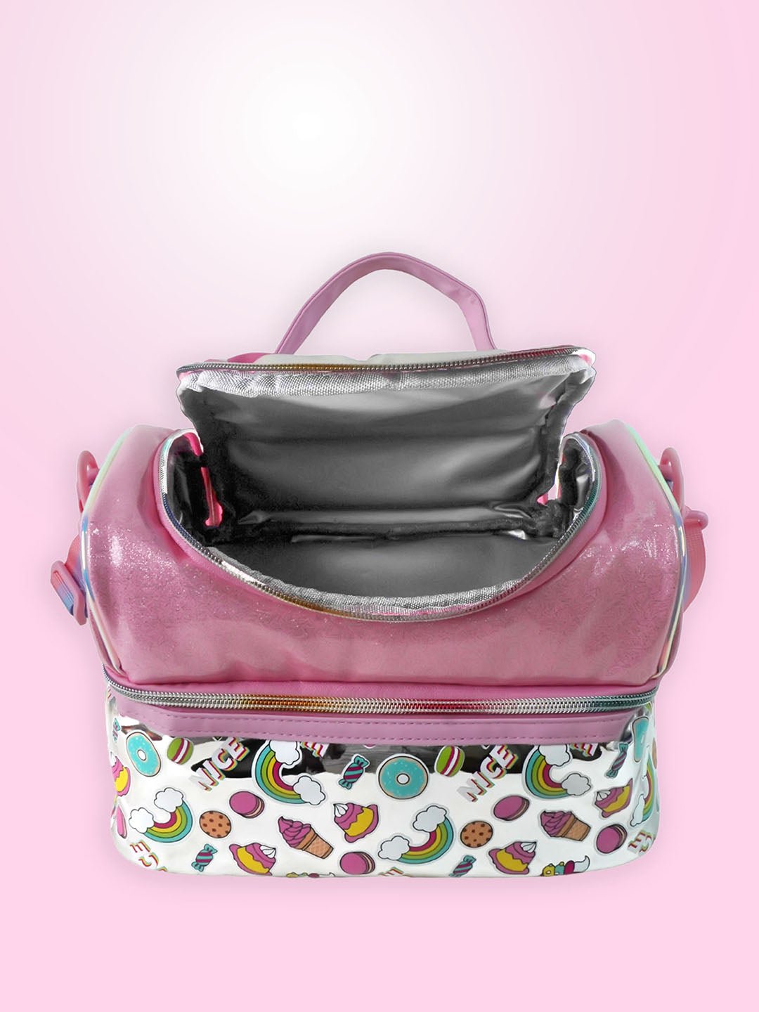 Little Surpise Box, Double Compartment Insulated Lunch Bag For Kids - LSB - LBAG - UNICRN - PNK