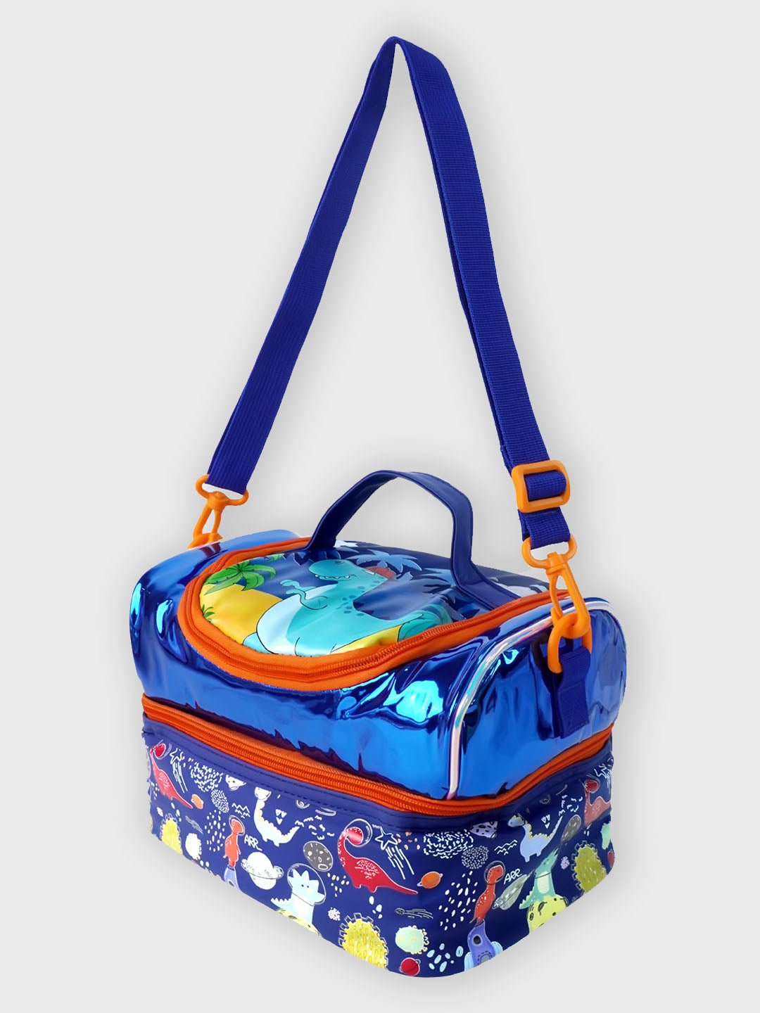 Little Surpise Box, Double Compartment Insulated Lunch Bag For Kids - LSB - LBAG - DINO - BLU