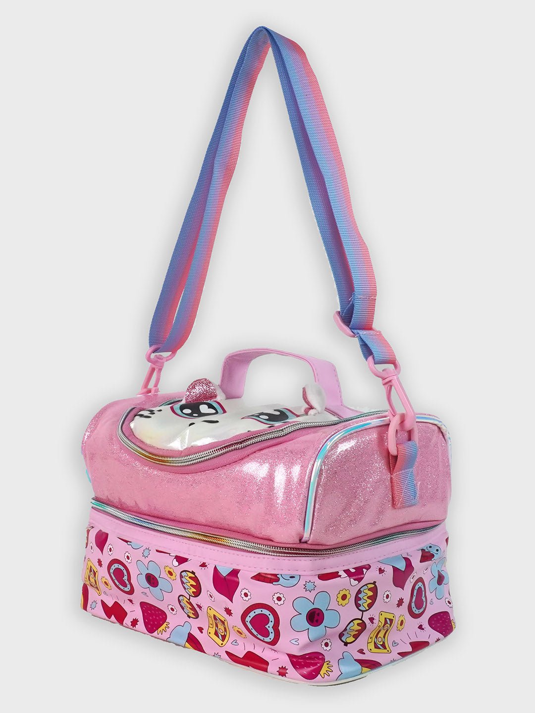 Little Surpise Box, Double Compartment Insulated Lunch Bag For Kids - LSB - LBAG - CAT - PNK