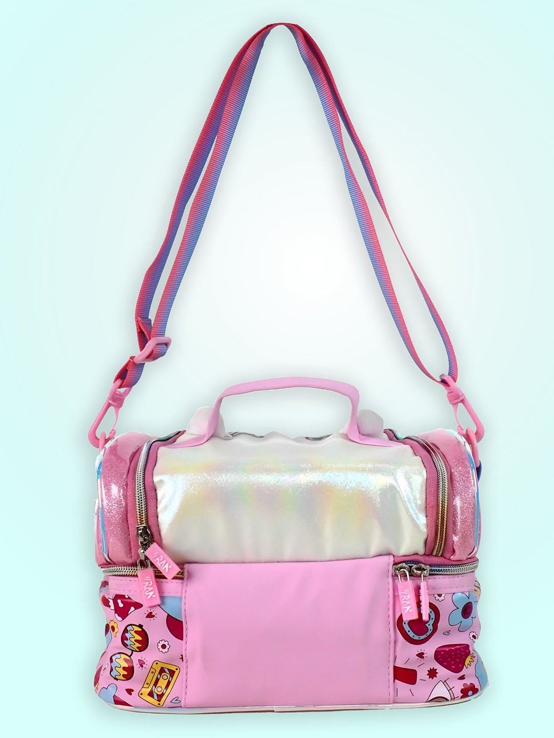Little Surpise Box, Double Compartment Insulated Lunch Bag For Kids - LSB - LBAG - CAT - PNK