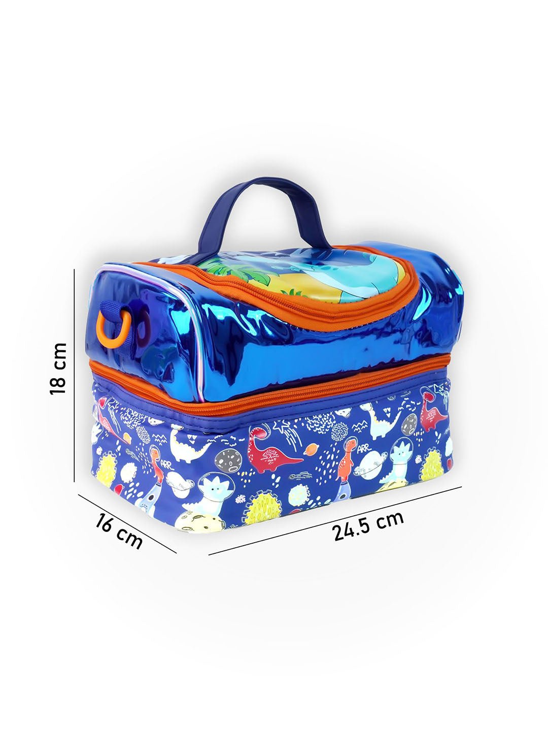 Little Surpise Box, Double Compartment Insulated Lunch Bag For Kids - LSB - LBAG - DINO - BLU