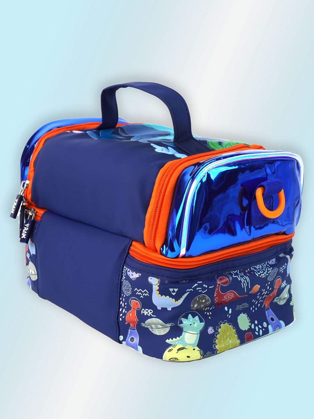 Little Surpise Box, Double Compartment Insulated Lunch Bag For Kids - LSB - LBAG - DINO - BLU
