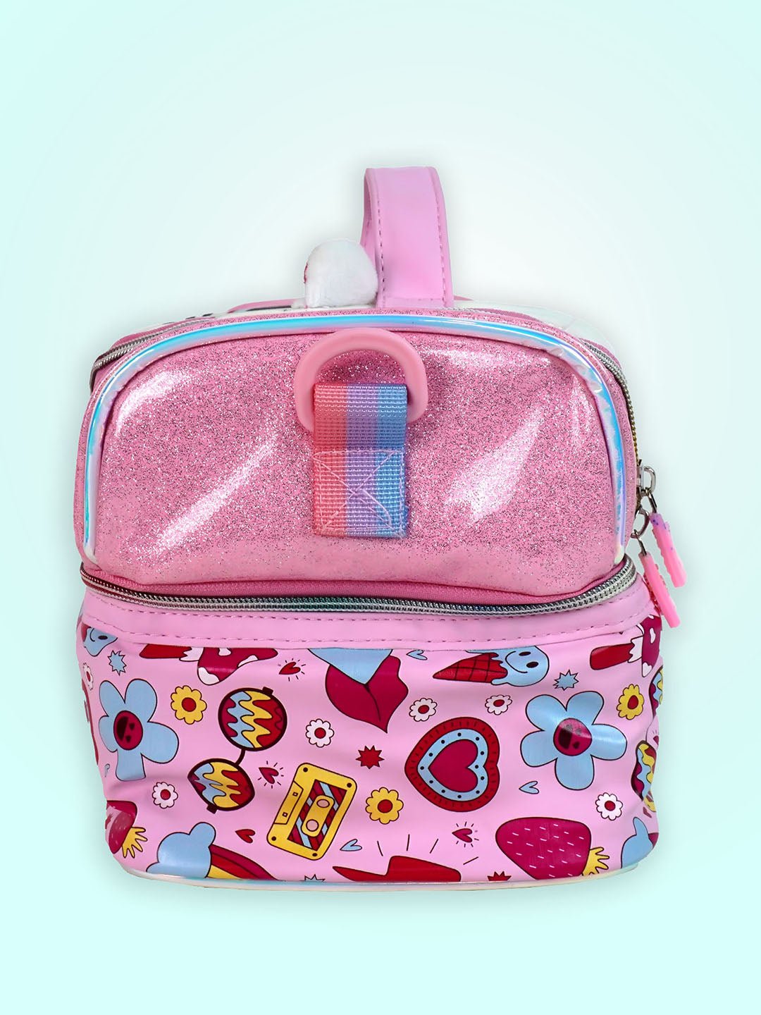 Little Surpise Box, Double Compartment Insulated Lunch Bag For Kids - LSB - LBAG - CAT - PNK