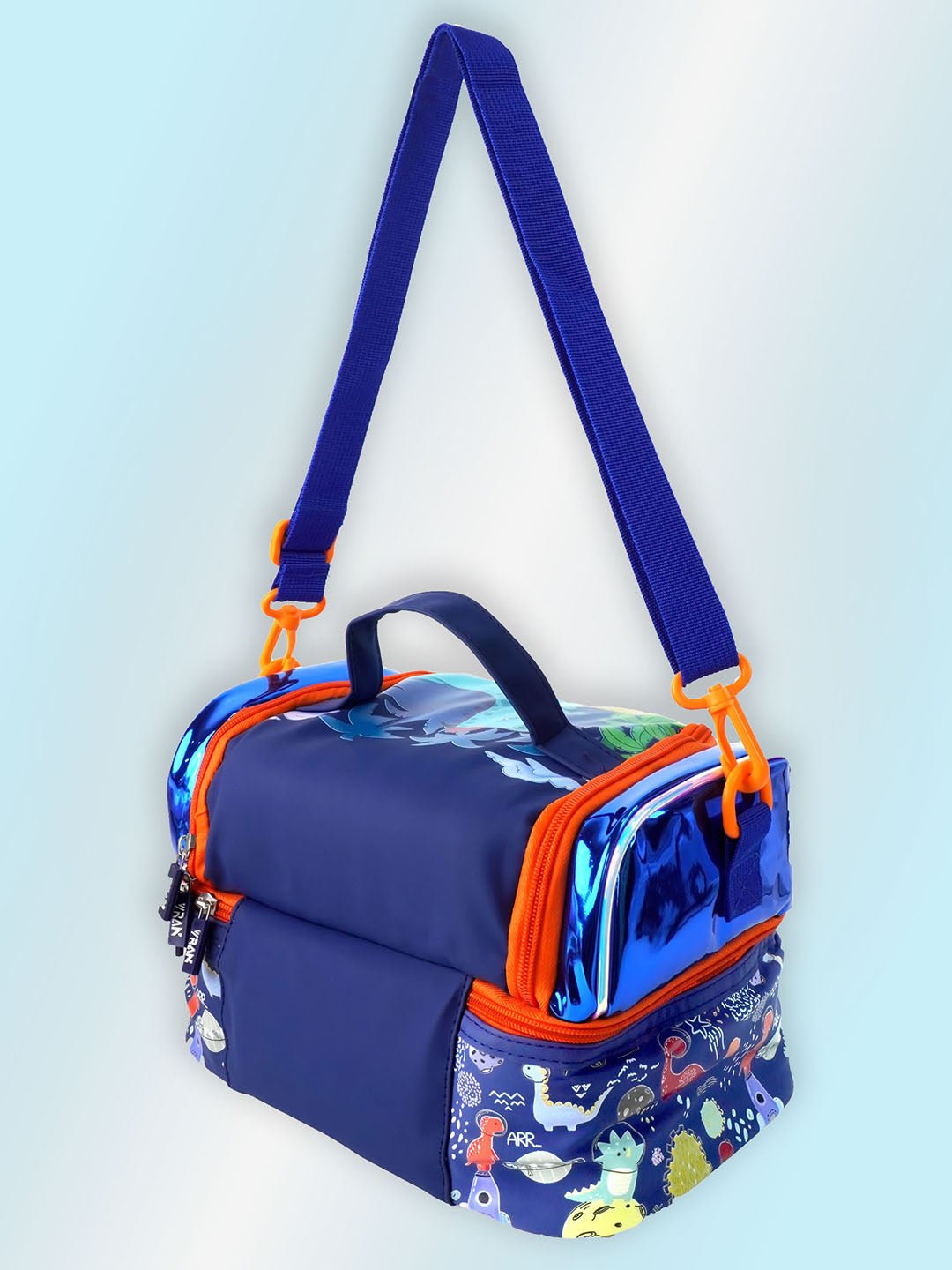 Little Surpise Box, Double Compartment Insulated Lunch Bag For Kids - LSB - LBAG - DINO - BLU