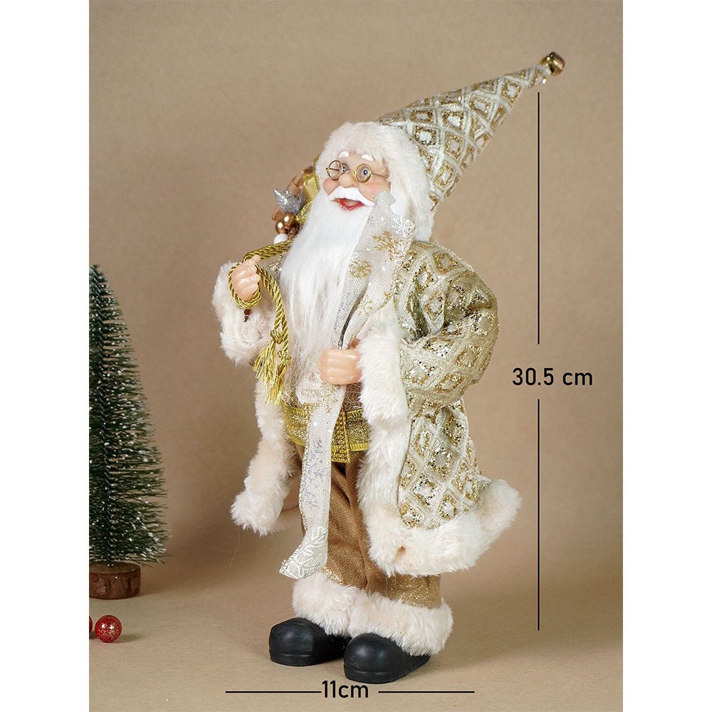Little Surprise Box 12 inches Gold Lace Robe Santa , Christmas Home and Table Décor - Christmas Decor