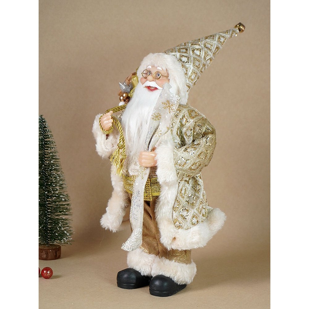 Little Surprise Box 12 inches Gold Lace Robe Santa , Christmas Home and Table Décor - Christmas Decor