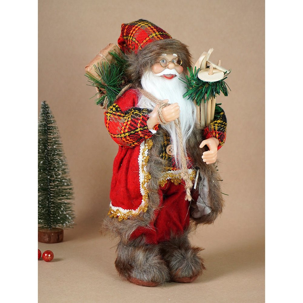 Little Surprise Box 12 inches Red Checks Santa , Christmas Home and Table Décor - Christmas Decor