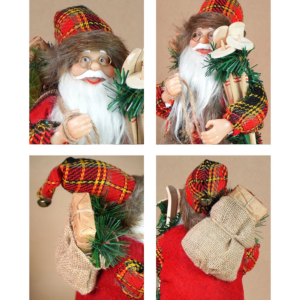Little Surprise Box 12 inches Red Checks Santa , Christmas Home and Table Décor - Christmas Decor